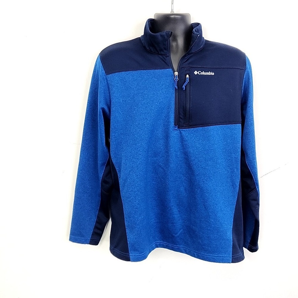 Columbia Blue Quarter Zip Fleece Pullover Sweatshirt Outdoor Hiking Mens Size L